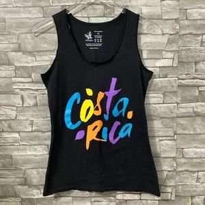 Morpho Black Cotton Tank Top “Costa Rica” print size M. NWT (W156)